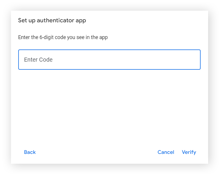 输入 Google Authenticator 应用中代码的萤幕