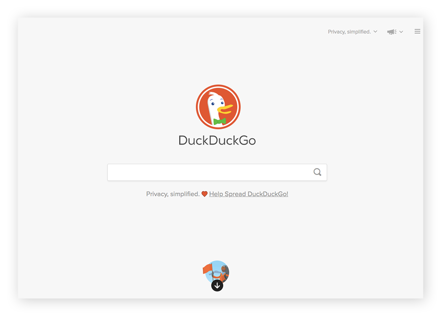 DuckDuckGo暗网搜寻引擎的主页。