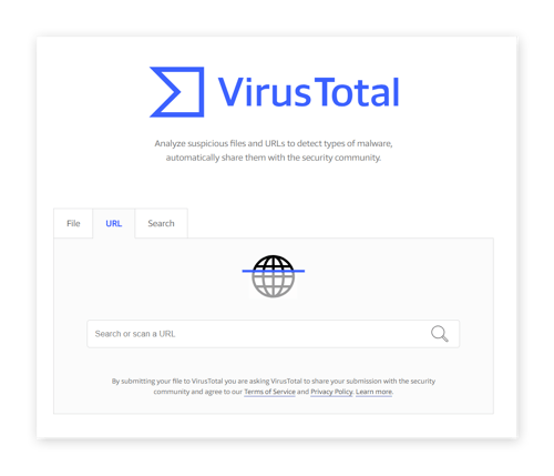 VirusTotal将会扫描网址以检查威胁。